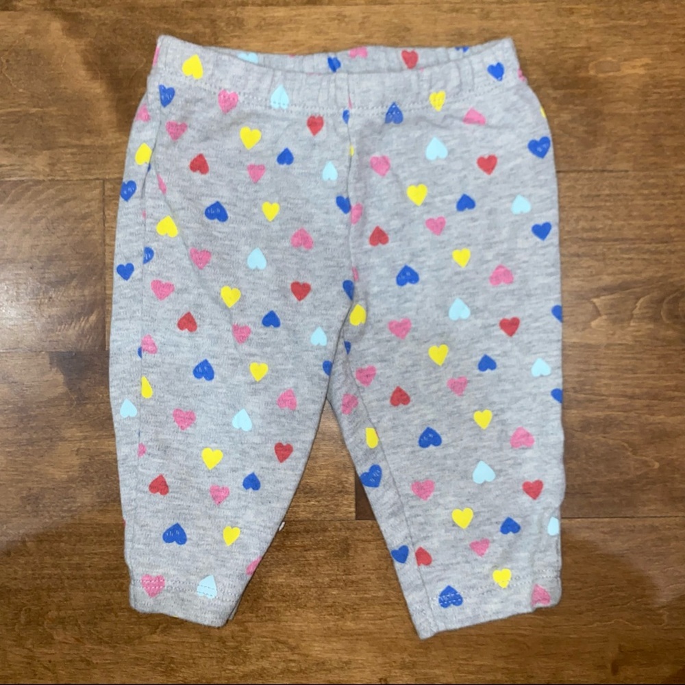 Grey legging pants elastic band colorful heart polka dots 3m